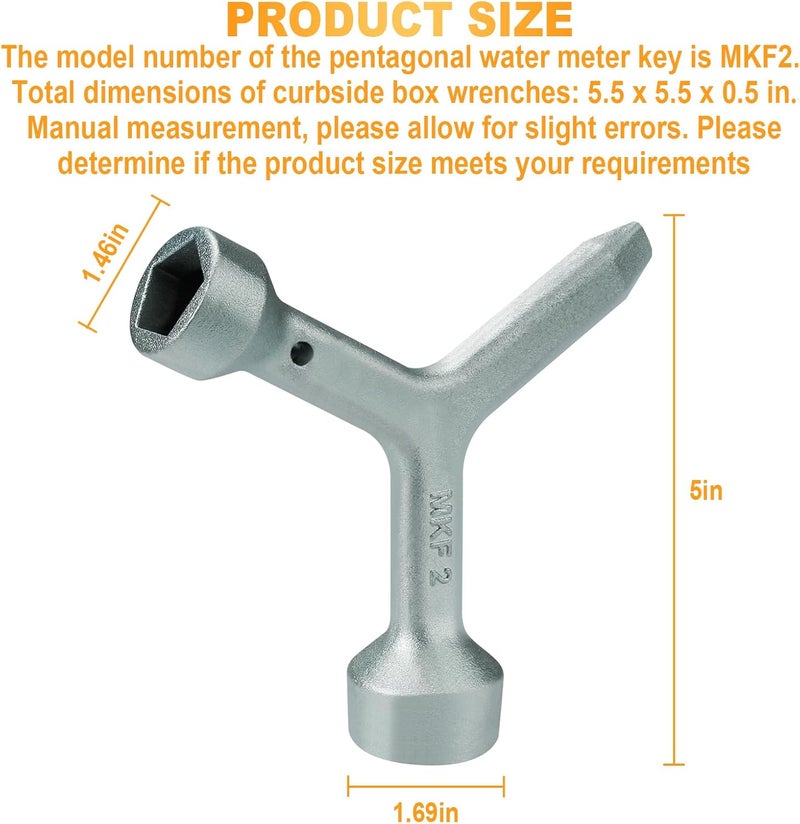 VIDABTE MKF2 Meter Curb Box Key triangle curb box wrench,Electric Box Key Water Meter Key for meter pit lids and meter box lids and curb box - Image 4